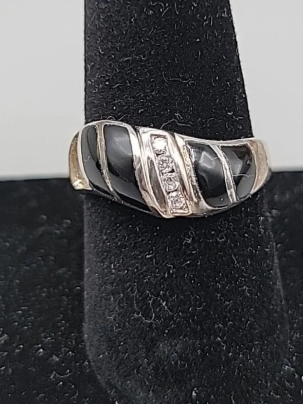 VTG Jimmy Herald Navajo Sterling Silver Black Onyx Inlay Ring 925 - AS IS SZ9